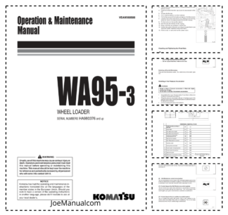 Komatsu WA95-3 Wheel Loader Operation and Maintenance Manual SN HA980376 and UP