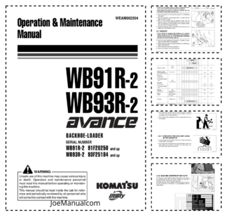 Komatsu WB91R-2 WB93R-2 Avance Backhoe Loader Workshop Manual SN 20250 25184 and UP