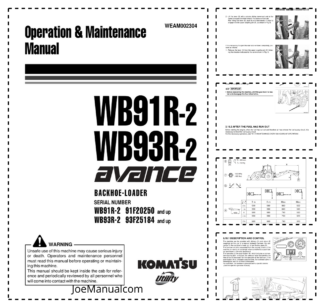 Komatsu WB91R-2 WB93R-2 Avance Backhoe Operation and Maintenance Manual SN 91F20250 93F25184