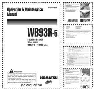 Komatsu WB93R-5 Backhoe Loader Operation and Maintenance Manual SN F50003 and UP