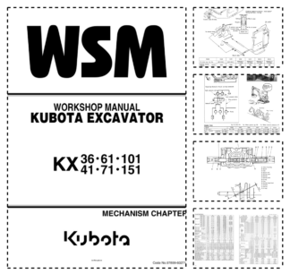 Kubota KX36 KX41 KX61 KX91 KX121 KX151 Excavator Workshop Manual