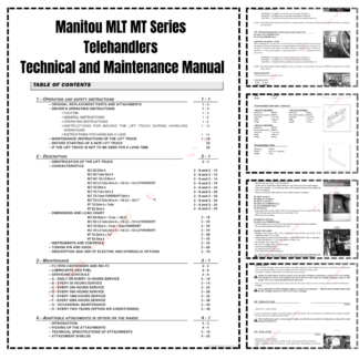 Manitou MLT MT Series Telehandlers Maintenance and Technical Manual