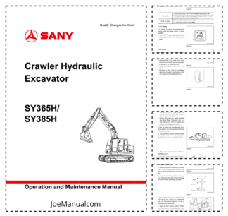 SANY SY365H SY385H Hydraulic Excavator Operation and Maintenance Manual
