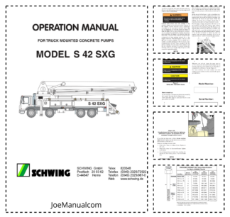 Schwing S 42 SXG Truck Mounted Concrete Pumps Operation Manual