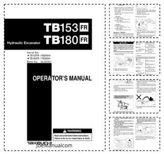 Takeuchi TB153FR TB180FR Excavator Operators Manual SN 1582 17803