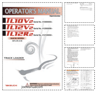 Takeuchi TL10V2 TL12V2 TL12R2 Track Loader Operators Manual