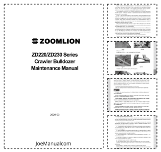 Zoomilion ZD220 ZD230 Series Crawler Bulldozer Maintenance Manual