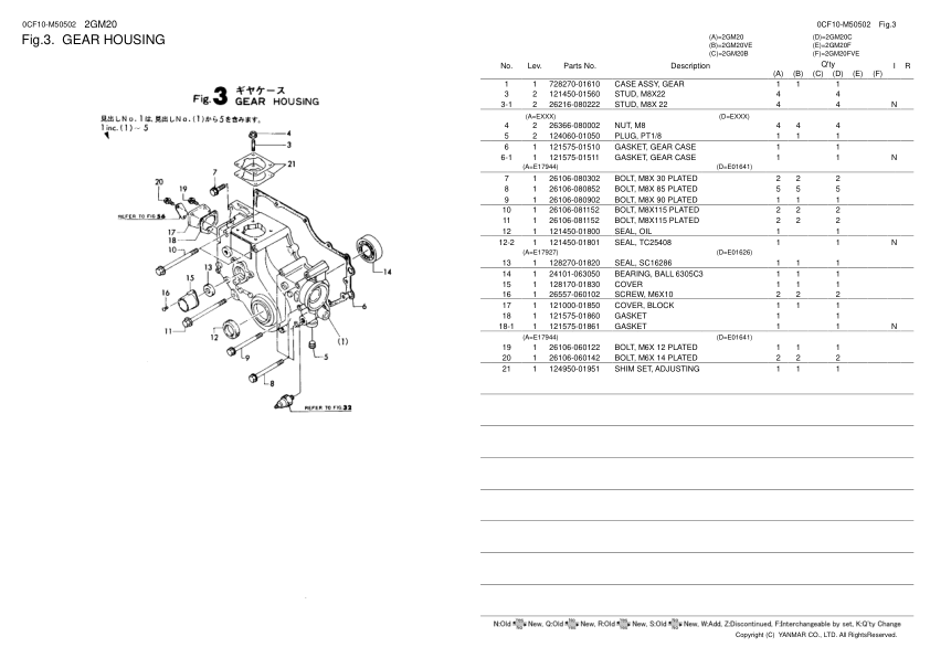 Yanmar 2GM20 2GM20B 2GM20C 2GM20F Marine Diesel Engine Parts Catalog - Image 3