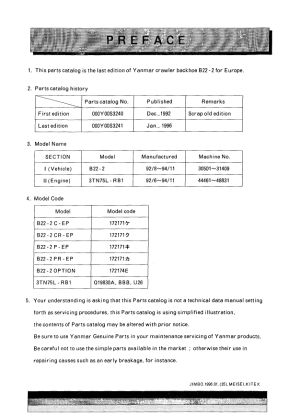 Yanmar B22-2 Excavator Parts Catalog for Europe - Image 2
