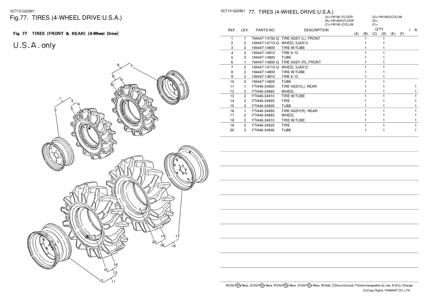 Yanmar YM186 YM186D Tractors Parts Catalog - Image 10