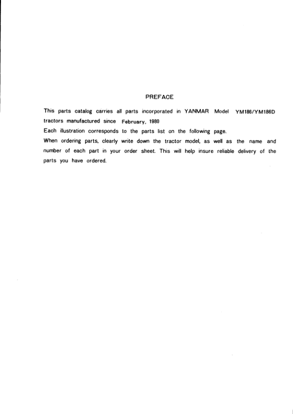 Yanmar YM186 YM186D Tractors Parts Catalog - Image 3