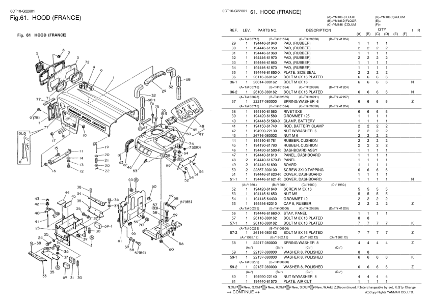 Yanmar YM186 YM186D Tractors Parts Catalog - Image 9