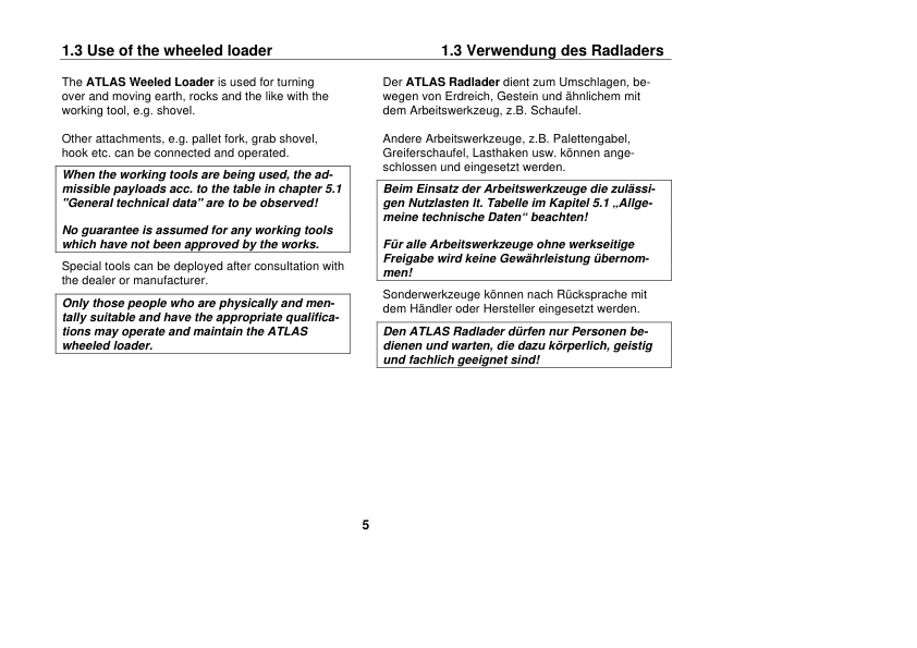 ATLAS 55 65 Wheel Loader Operators Manual - Image 11