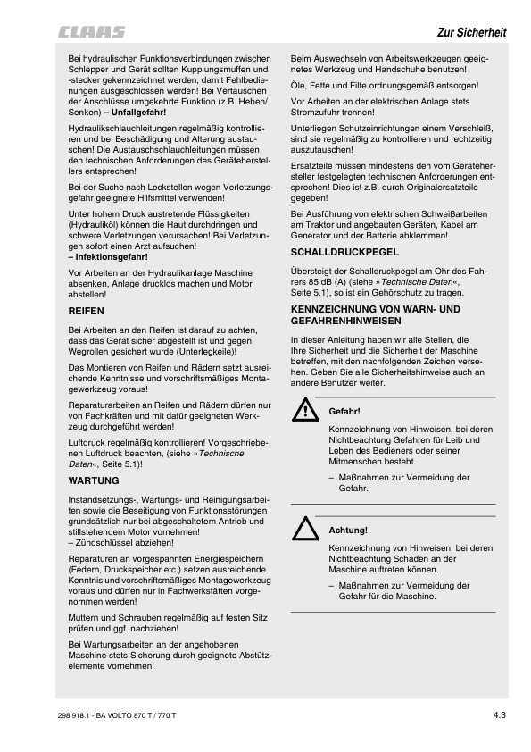 CLAAS VOLTO 870 T 770 T Tedder Operators Manual DE - Image 14