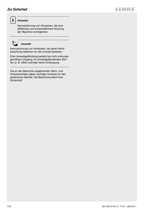 CLAAS VOLTO 870 T 770 T Tedder Operators Manual DE - Image 3