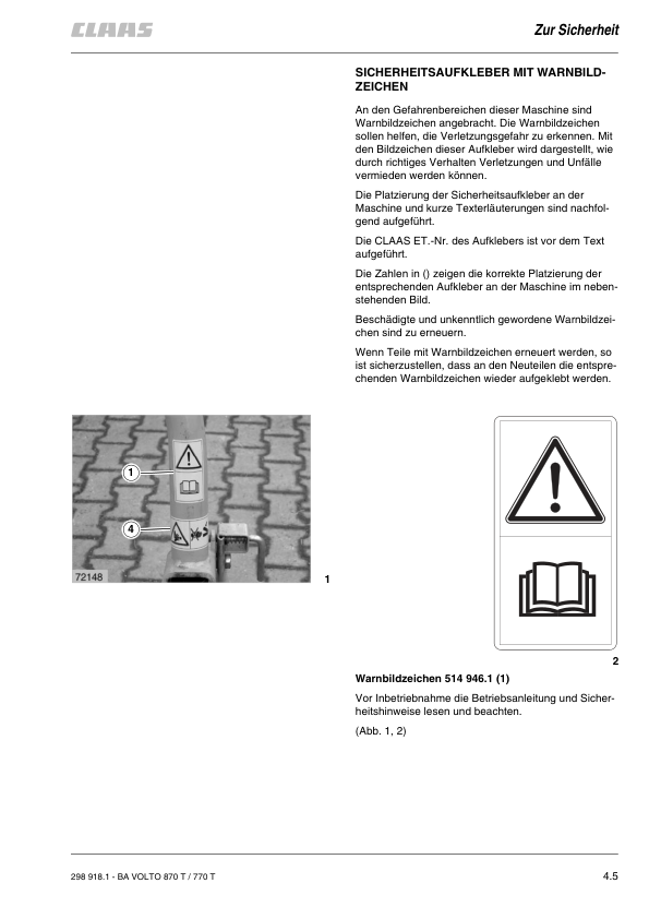 CLAAS VOLTO 870 T 770 T Tedder Operators Manual DE - Image 4