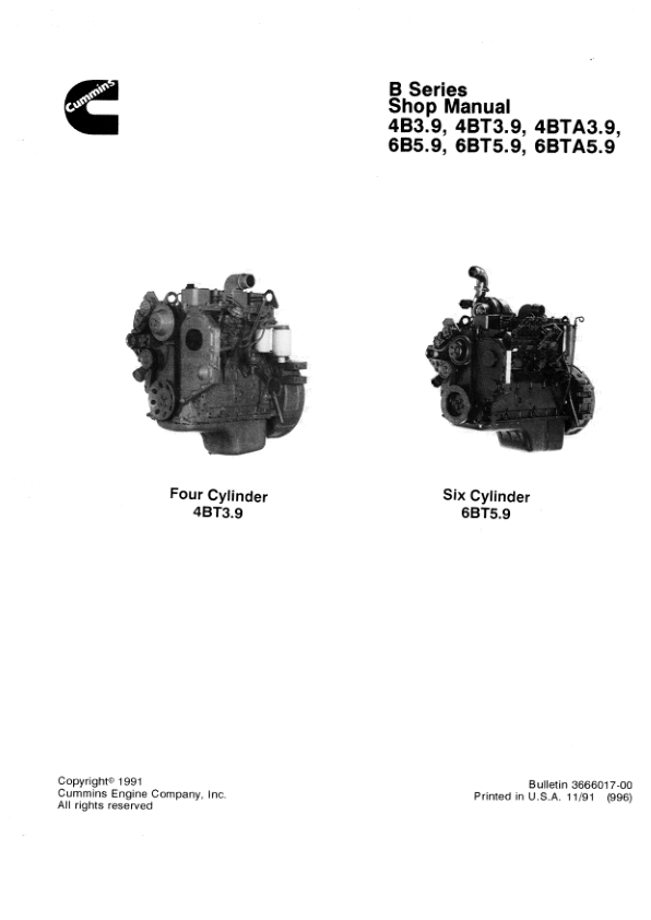 Cummins 4B3.9 4BT3.9 4BTA3.9 6B5.9 6BT5.9 6BTA5.9 Engine Workshop Manual - Image 5