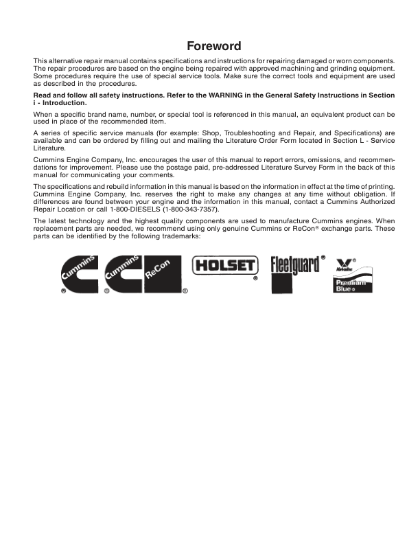 Cummins L10 and M11 Series Engine Repair Manual - Image 5