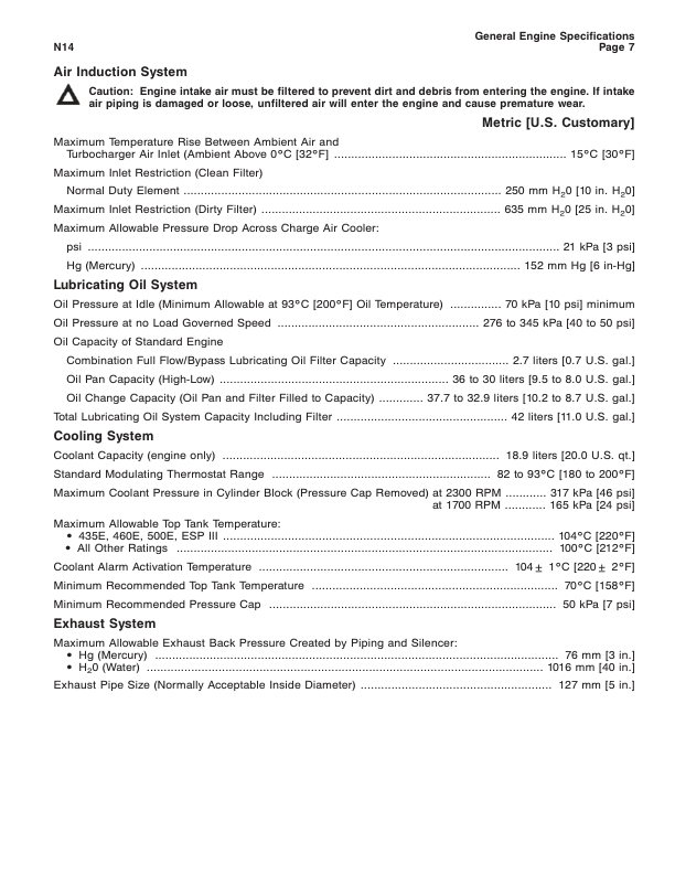 Cummins N14 Series Engine Specification Manual 1994 Certification Lvl - Image 4