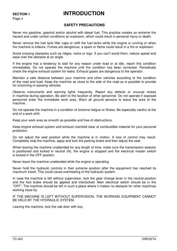 DRESSTA TD-40C Bulldozer Service Manual SN 1501 and UP - Image 10