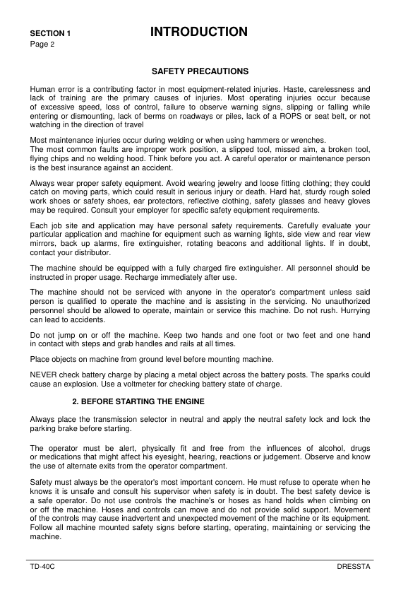 DRESSTA TD-40C Bulldozer Service Manual SN 1501 and UP - Image 8