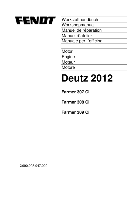 FENDT DEUTZ 2012 Engine Workshop Manual X990005047000 - Image 2