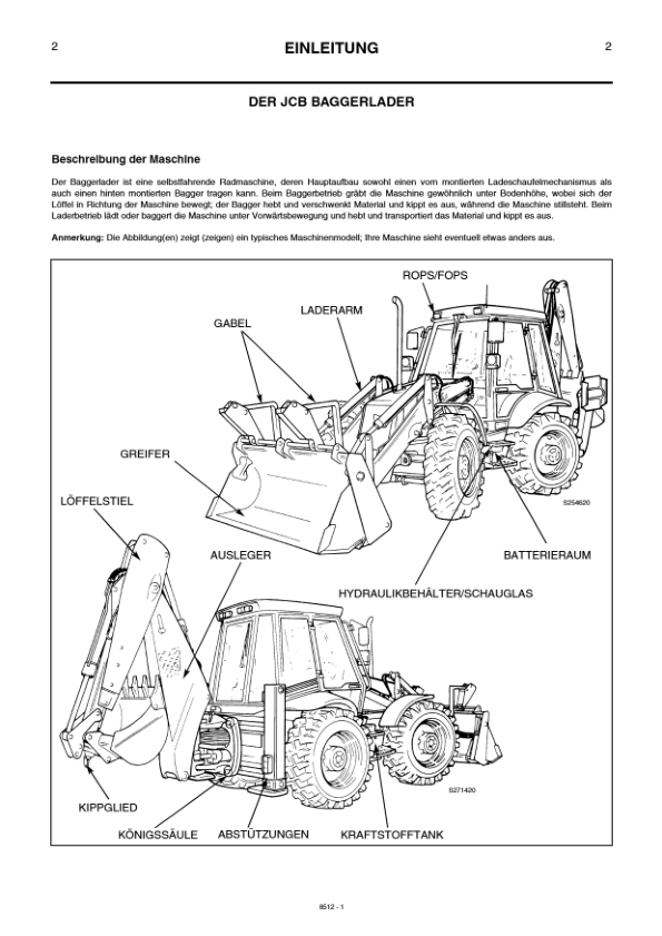 JCB 3CX 4CX 4C 4CN Servo Command Backhoe Loader Operators Manual 483468-499999 DE 9801/8512 Printed Book - Image 3