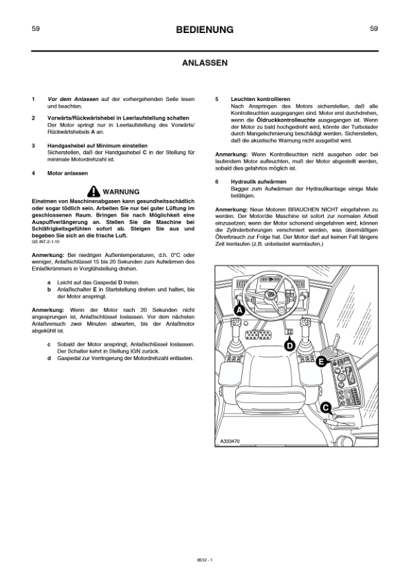 JCB 3CX 4CX 4C 4CN Servo Command Backhoe Loader Operators Manual 483468-499999 DE 9801/8512 Printed Book - Image 16