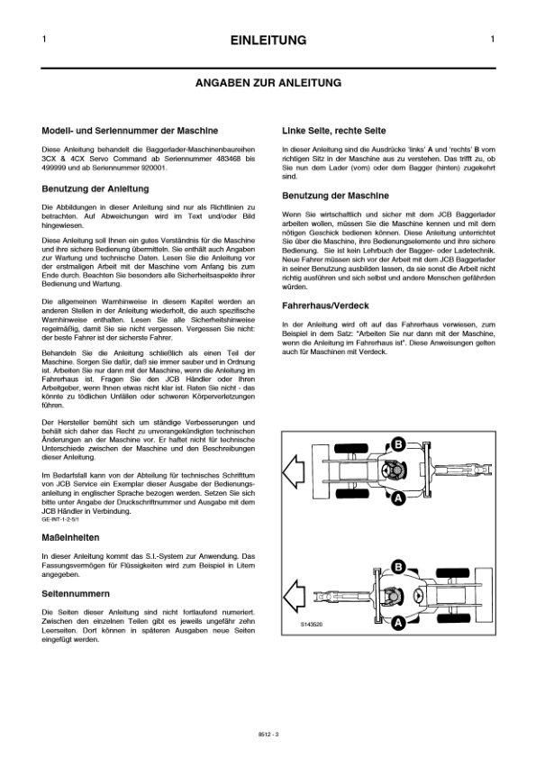JCB 3CX 4CX 4C 4CN Servo Command Backhoe Loader Operators Manual 483468-499999 DE 9801/8512 Printed Book - Image 11