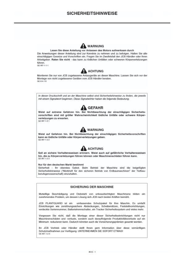 JCB 3CX 4CX 4C 4CN Servo Command Backhoe Loader Operators Manual 483468-499999 DE 9801/8512 Printed Book - Image 6
