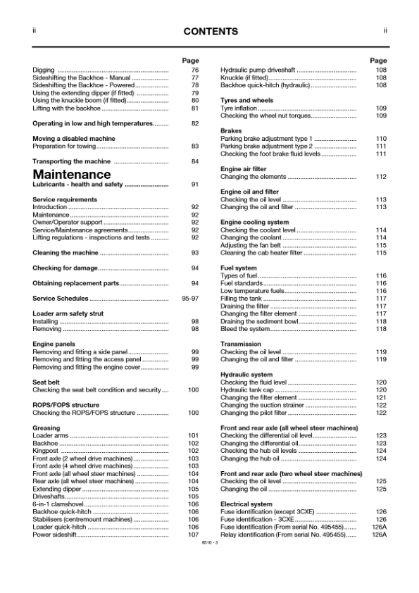 JCB 3CX 4CX 4C 4CN Servo Command Backhoe Loader Operators Manual 483468-499999 ENG 9801/8510 Printed Book - Image 8