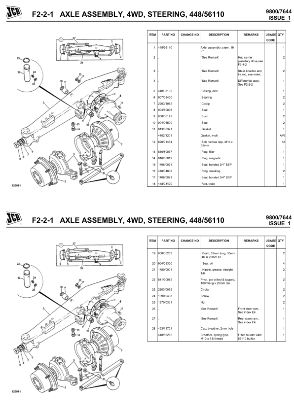 JCB 930-2T2 930-4T2 TIER 11 Rough Terrain Forklift Parts Catalog 9800/7644-1 - Image 13