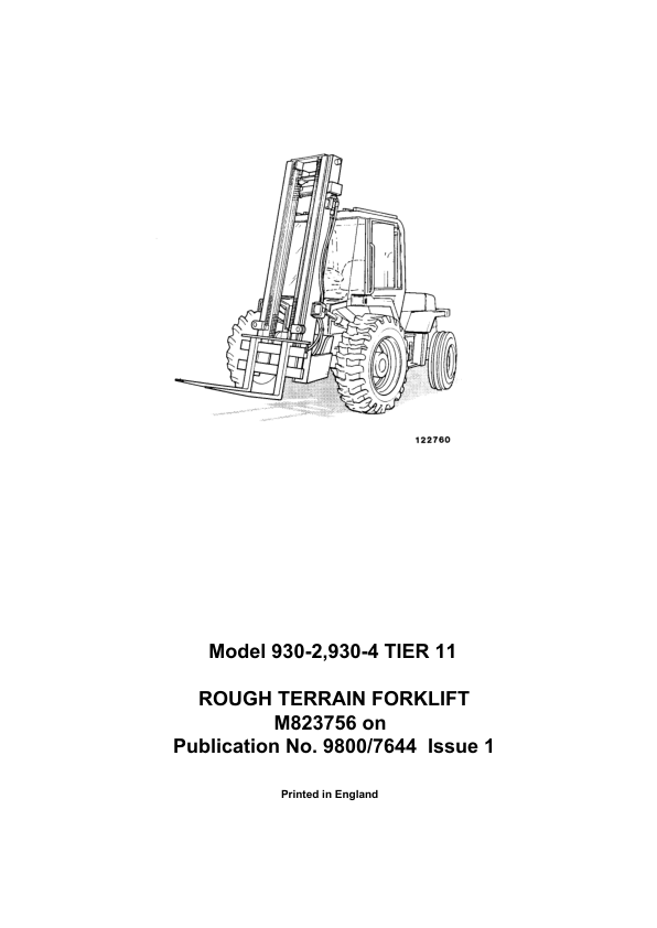 JCB 930-2T2 930-4T2 TIER 11 Rough Terrain Forklift Parts Catalog 9800/7644-1 - Image 2