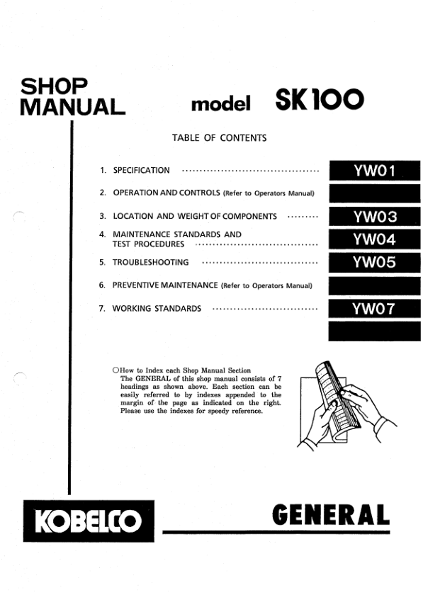 Kobelco SK100 Excavator Workshop Manual S5YW0002E - Image 7