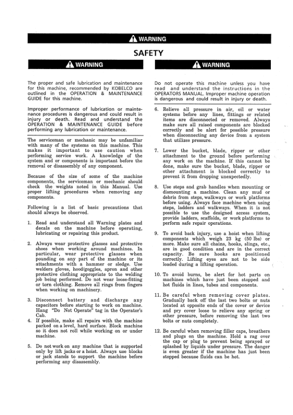 Kobelco SK100LV SK120V SK120LCV Excavator Workshop Manual S5LP0008E - Image 6