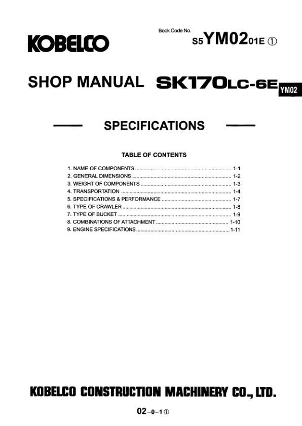 Kobelco SK170LC-6E Excavator Workshop Manual S5YM0002E - Image 4