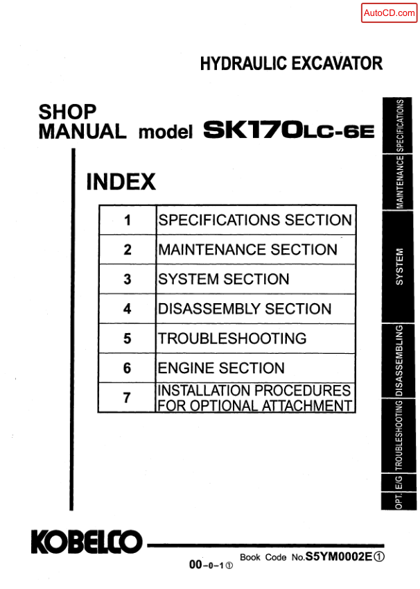 Kobelco SK170LC-6E Excavator Workshop Manual S5YM0002E - Image 2