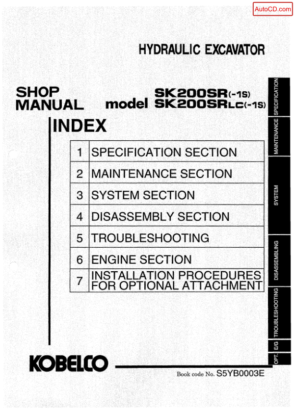 Kobelco SK200SR-16 SK200SRLC-15 Excavator Workshop Manual S5YB0003E - Image 2