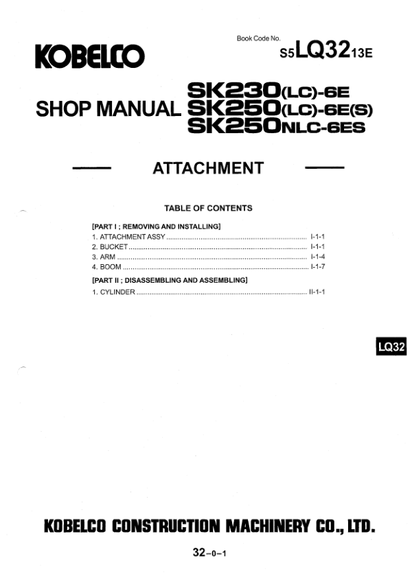 Kobelco SK230LC-6E SK250LC6ES SK250NLC-6ES Excavator Workshop Manual S5LQ0013E - Image 15