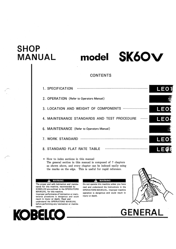 Kobelco SK60V Excavator Workshop Manual S5LE0007E - Image 8