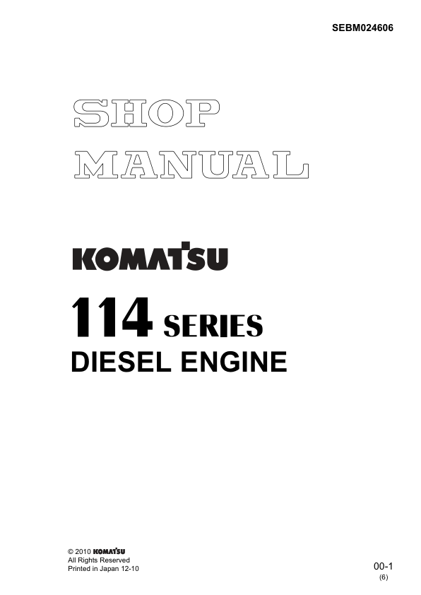 Komatsu 114 Series Diesel Engine Workshop Manual SEBM246006 - Image 2