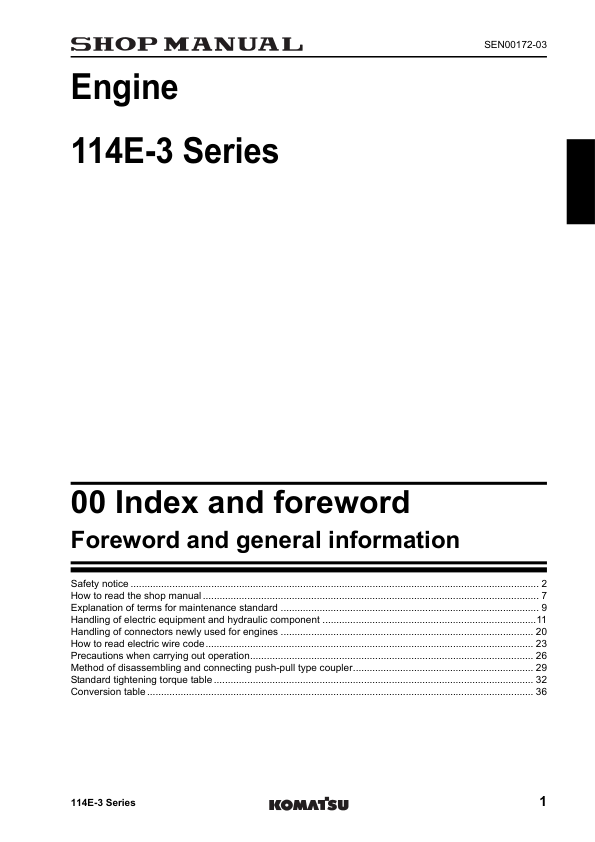 Komatsu 114E-3 Series Diesel Engine Workshop Manual SEN00169-05 - Image 3