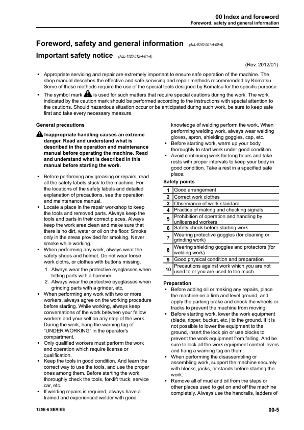 Komatsu 125E-6 Series Engine Workshop Manual - Image 9
