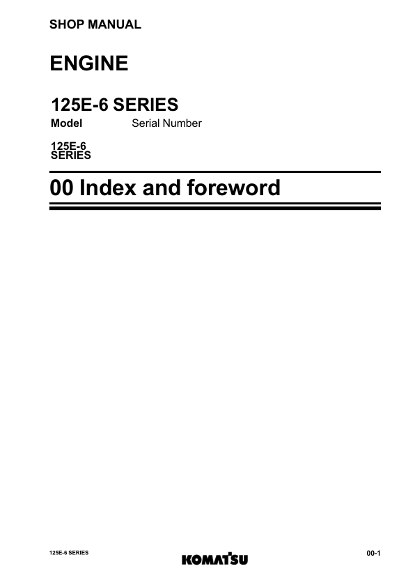 Komatsu 125E-6 Series Engine Workshop Manual - Image 6