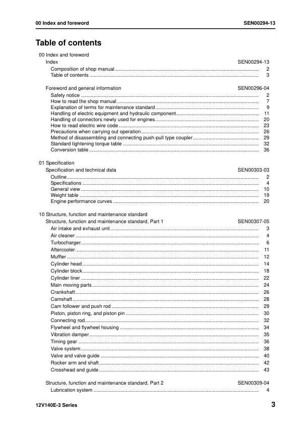 Komatsu 12V140E-3 Series Diesel Engine Workshop Manual - Image 6