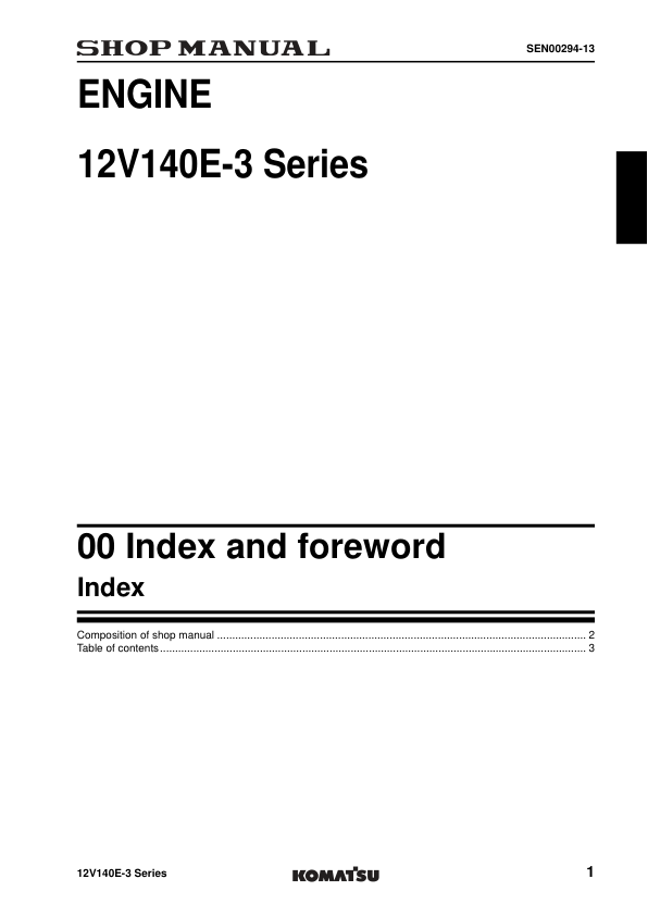 Komatsu 12V140E-3 Series Diesel Engine Workshop Manual - Image 4