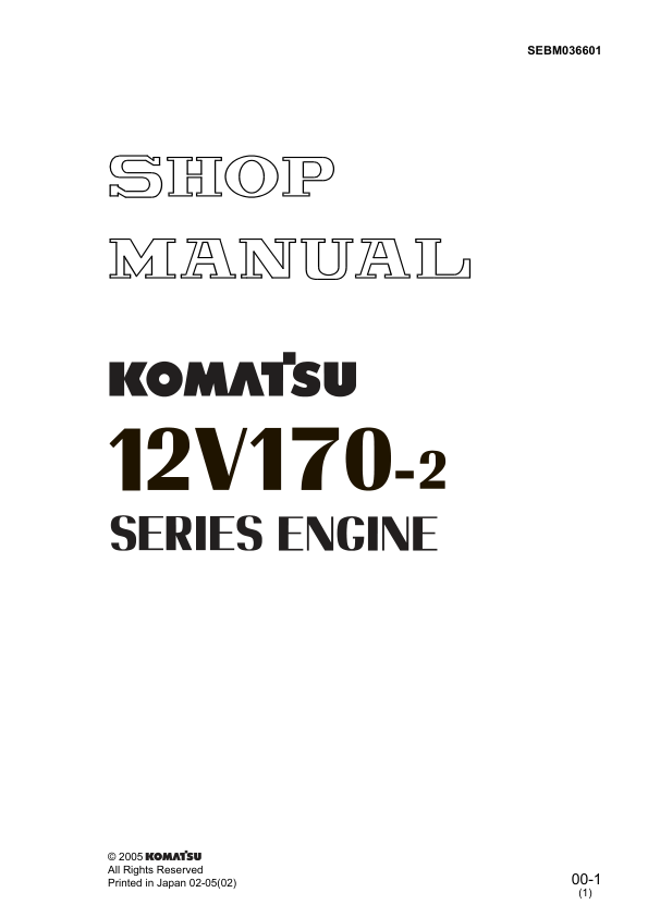Komatsu 12V170-2 Series Diesel Engine Workshop Manual - Image 2