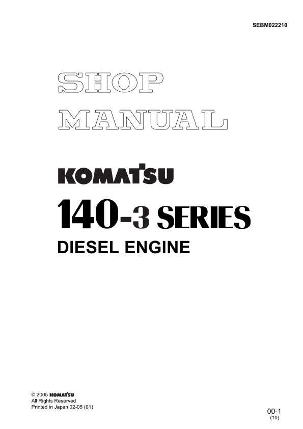 Komatsu 140-3 Series Diesel Engine Workshop Manual SEBM022210 - Image 2