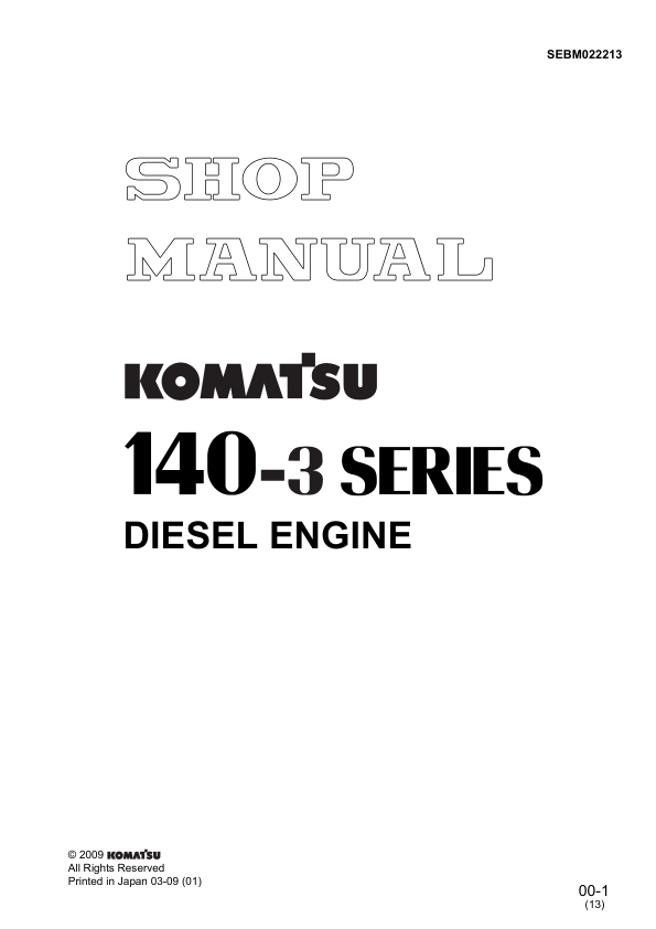 Komatsu 140-3 Series Diesel Engine Workshop Manual SEBM022213 - Image 2