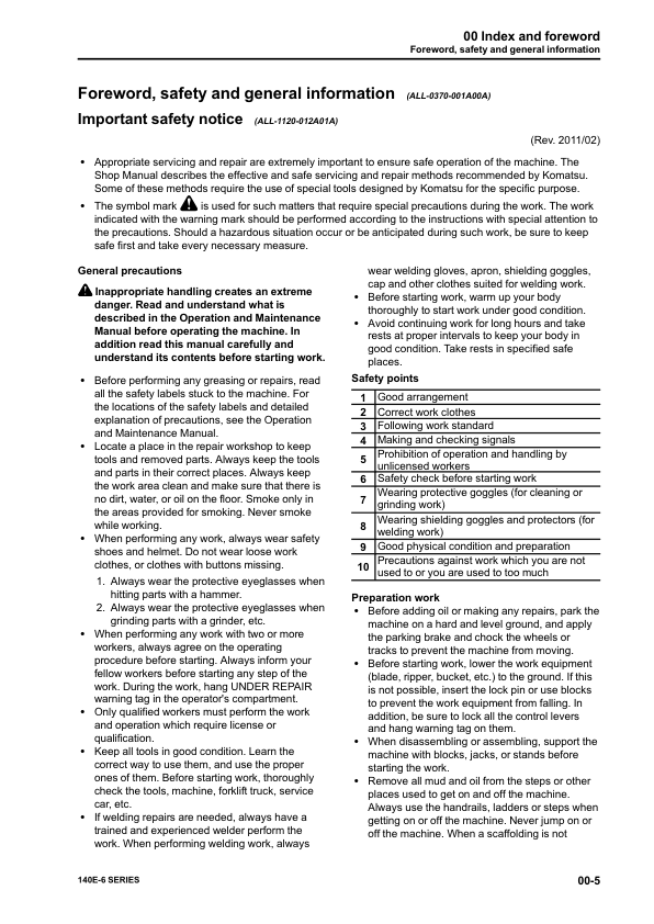 Komatsu 140E-6 Series Diesel Engine Workshop Manual - Image 8